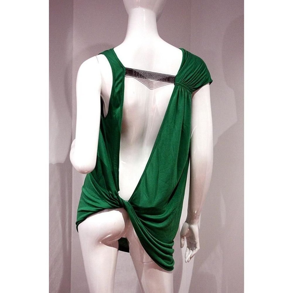 PI Engineered by POLECI Green DRAPED Back TWISTED Asymmetric TOP
